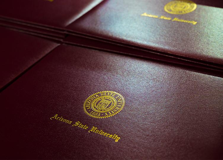 An Arizona State University diploma cover