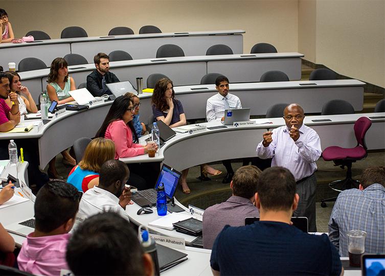 Students sitting in a classroom